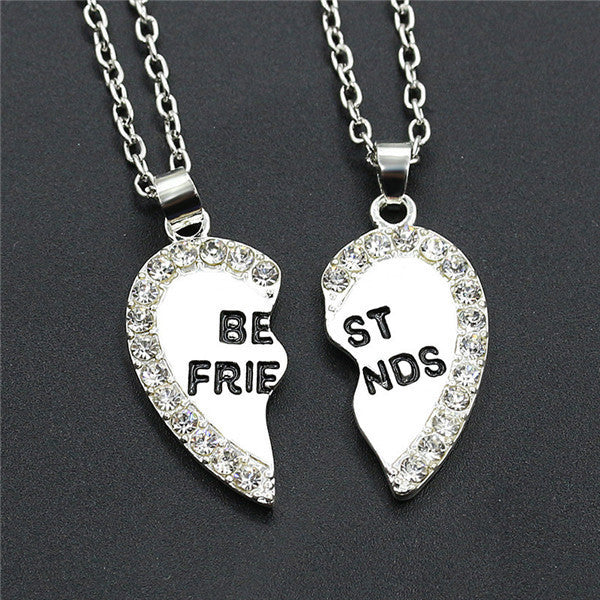 2pcs Love Pendant Alloy Necklace Fashion Friend Friendship Jewelry for Men Women Unique Personalized Gifts