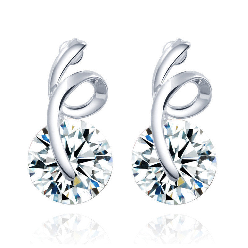 2016 Top Popular Fashion Zircon Earring Girls Jewelry Accessories Wedding Stud Earrings Hot Sale