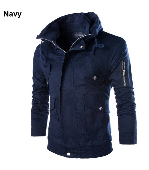 Fashion Design Men Outwear 2015 New Casual Delicate Zipper Stand Collar Men Jacket Slim Fit 5 Colors Men's Jacket Coat M-XXL