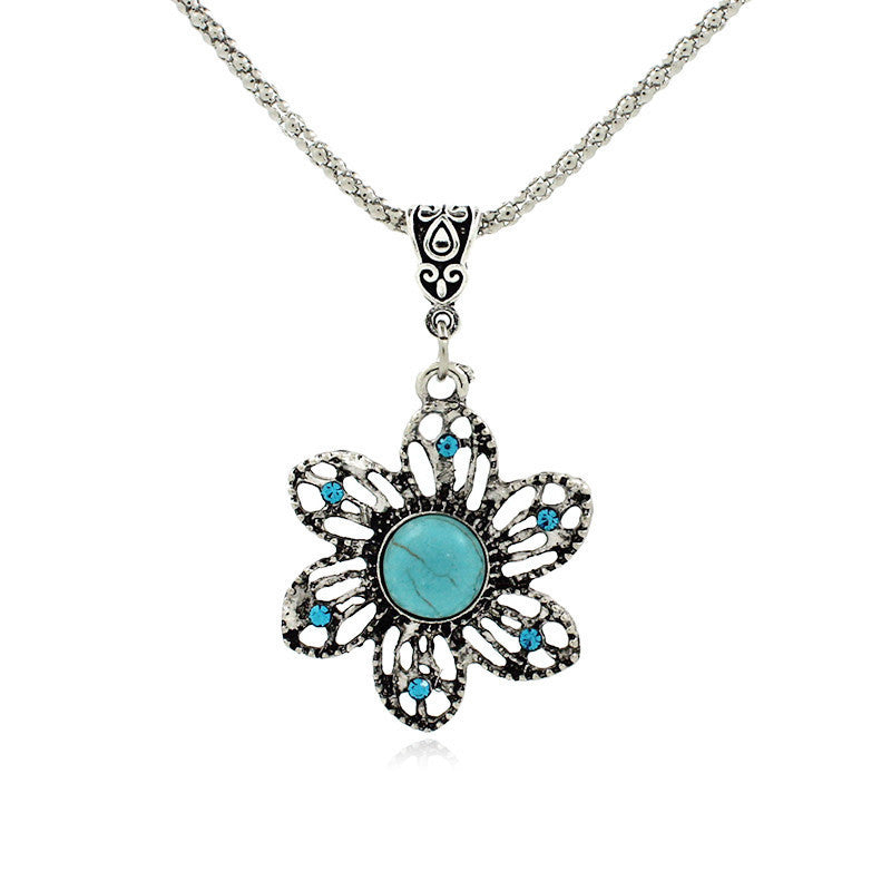 2015 Latest Popular Best-selling Retro Bohemian Fine Sunflowers Turquoise Pendants