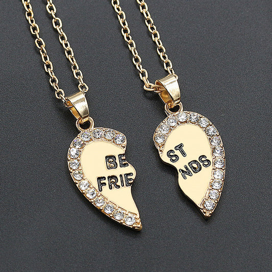 2pcs Love Pendant  Alloy Necklace Fashion Friend Friendship Jewelry for Men Women Unique Personalized Gifts
