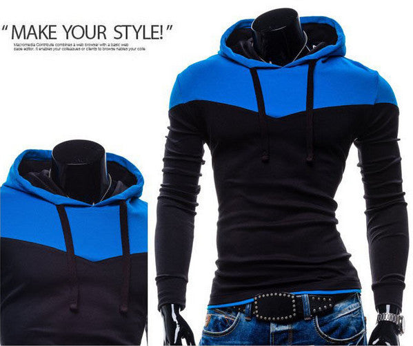 2015 New Arrival Fashion Men's Hoodies Patchwork Two Colors Napping Casual Men's Sweatshirts Hooded Collar Men Coats 6 Colors