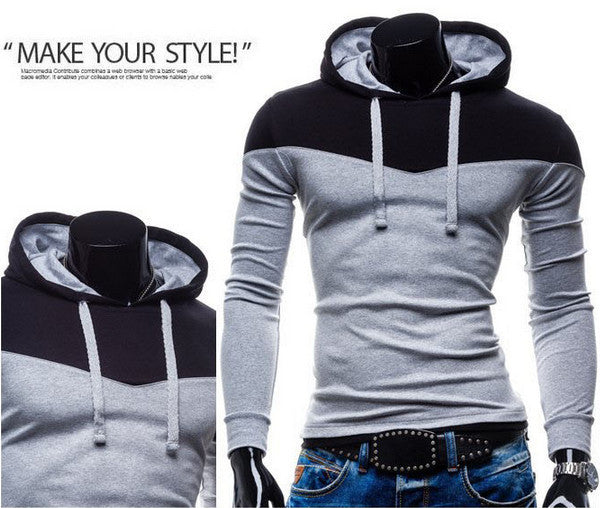 2015 New Arrival Fashion Men's Hoodies Patchwork Two Colors Napping Casual Men's Sweatshirts Hooded Collar Men Coats 6 Colors