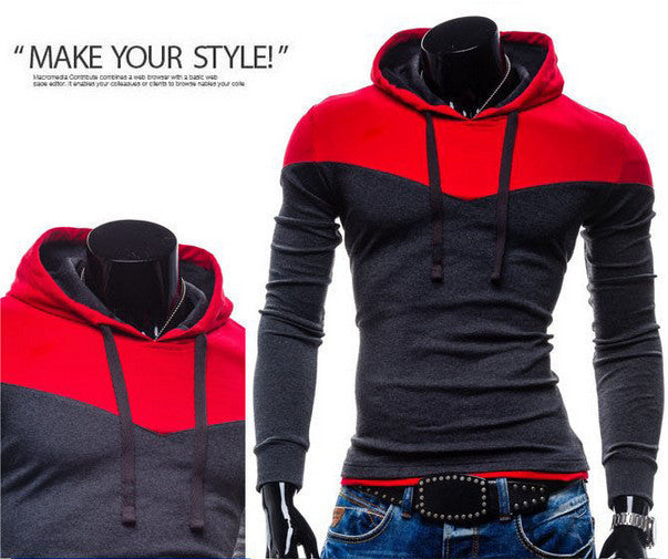 2015 New Arrival Fashion Men's Hoodies Patchwork Two Colors Napping Casual Men's Sweatshirts Hooded Collar Men Coats 6 Colors