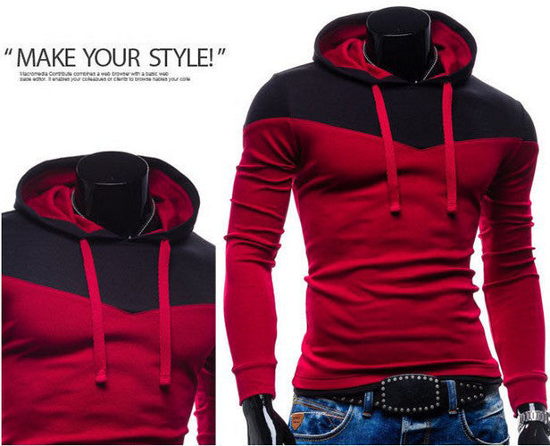 2015 New Arrival Fashion Men's Hoodies Patchwork Two Colors Napping Casual Men's Sweatshirts Hooded Collar Men Coats 6 Colors