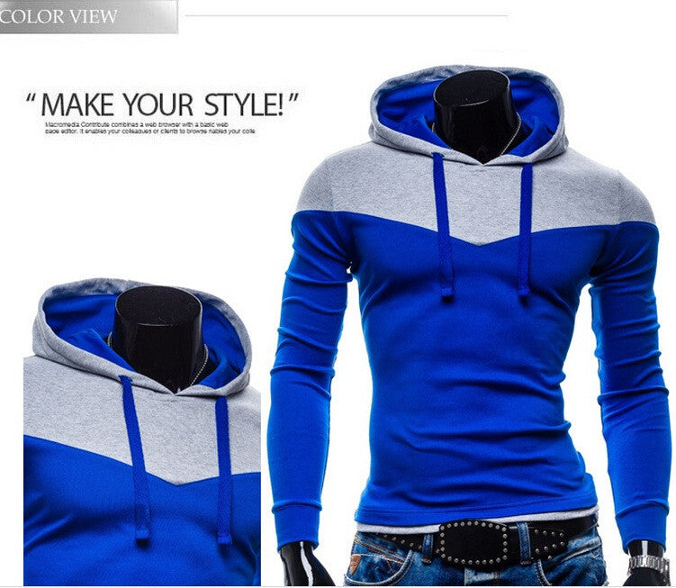 2015 New Arrival Fashion Men's Hoodies Patchwork Two Colors Napping Casual Men's Sweatshirts Hooded Collar Men Coats 6 Colors