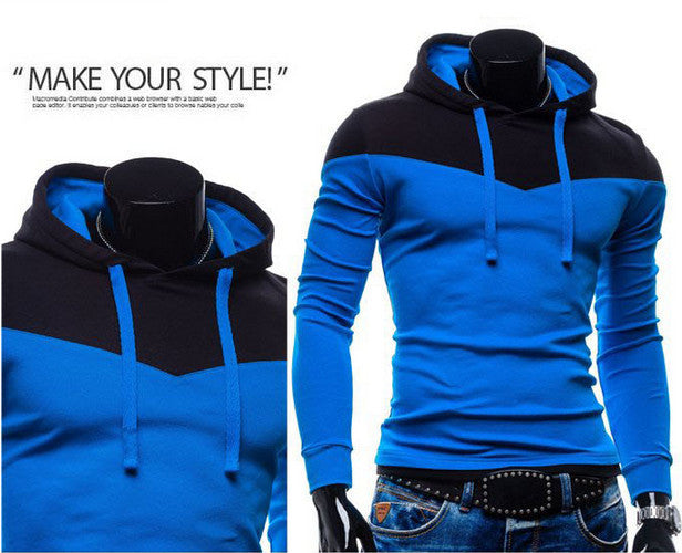 2015 New Arrival Fashion Men's Hoodies Patchwork Two Colors Napping Casual Men's Sweatshirts Hooded Collar Men Coats 6 Colors