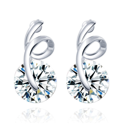 2016 Top Popular Fashion Zircon Earring Girls Jewelry Accessories Wedding Stud Earrings Hot Sale