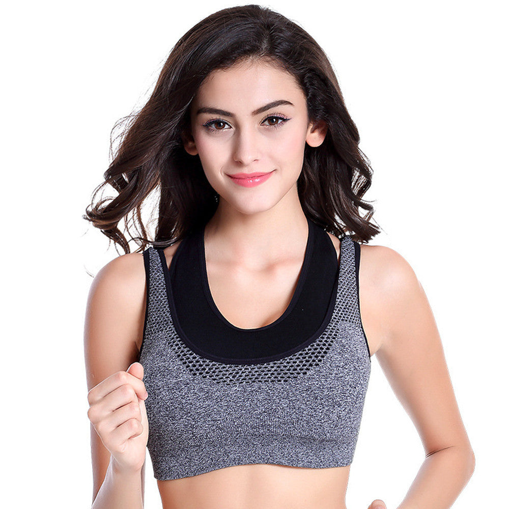Fashion Mesh Fitness Women Tank Tops Sexy Push-up Bra Fitness Vest Bra Wireless Bras Size S/M/L