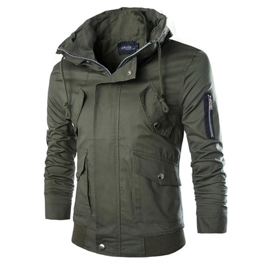 Fashion Design Men Outwear 2015 New Casual Delicate Zipper Stand Collar Men Jacket Slim Fit 5 Colors Men's Jacket Coat M-XXL