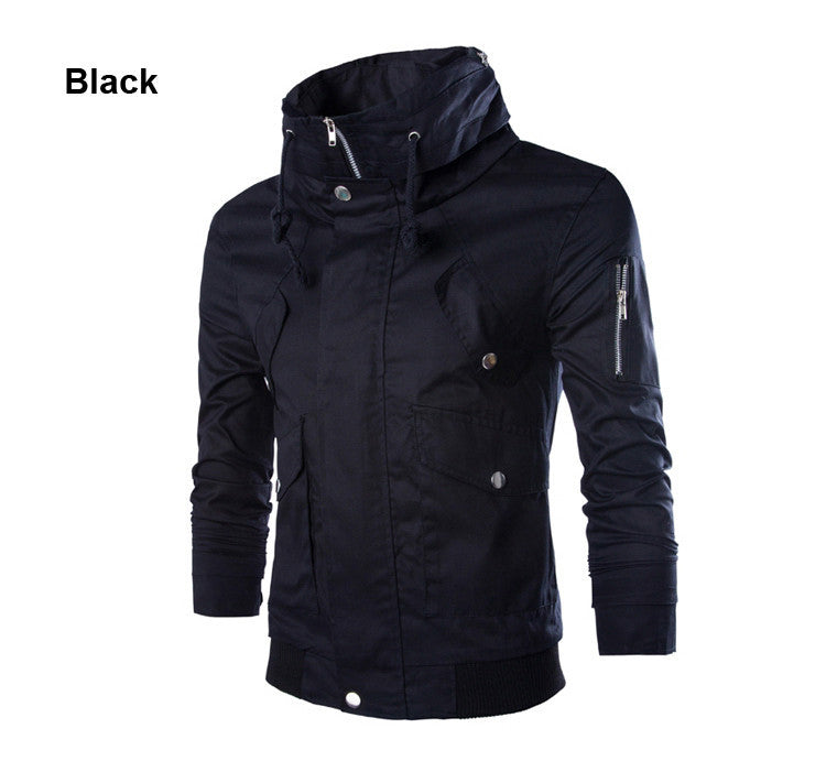 Fashion Design Men Outwear 2015 New Casual Delicate Zipper Stand Collar Men Jacket Slim Fit 5 Colors Men's Jacket Coat M-XXL